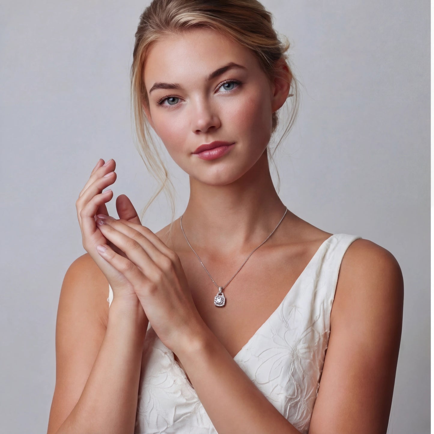 Cushion Halo Moissanite Necklace