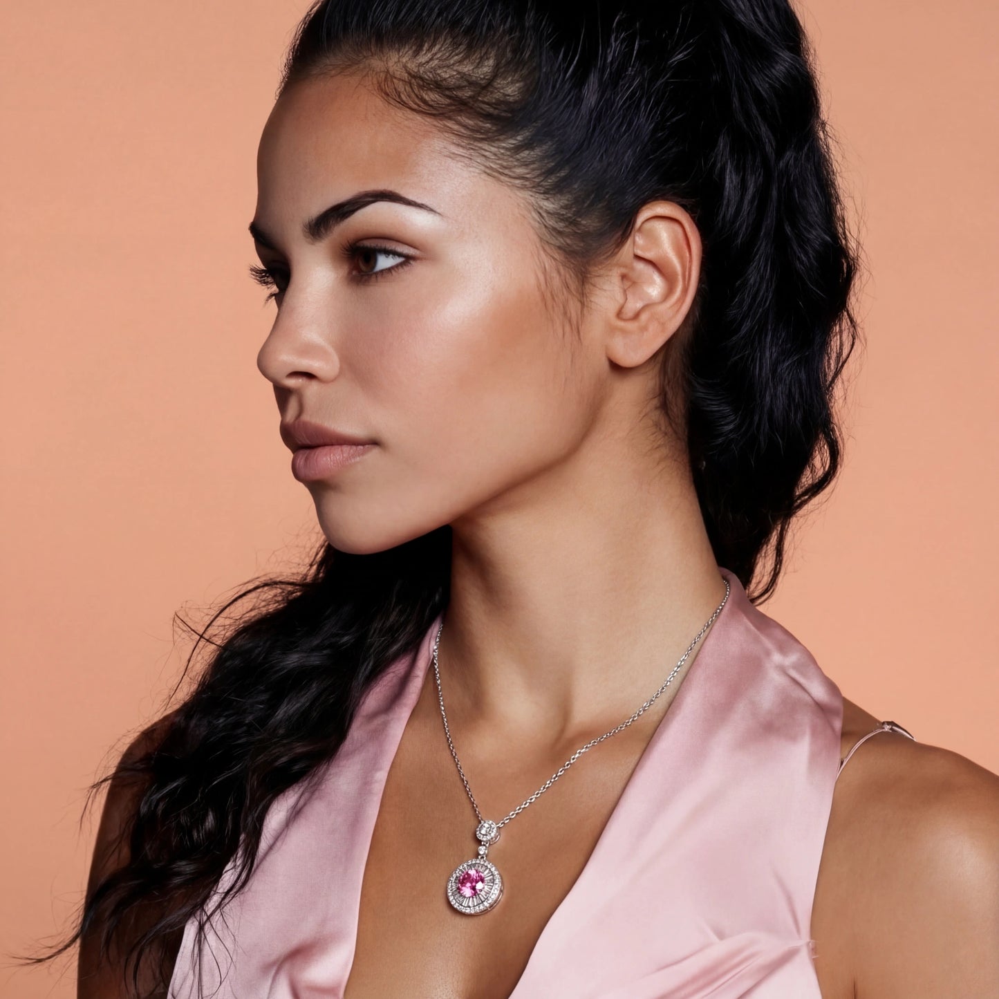 Pink Radiance Halo Necklace