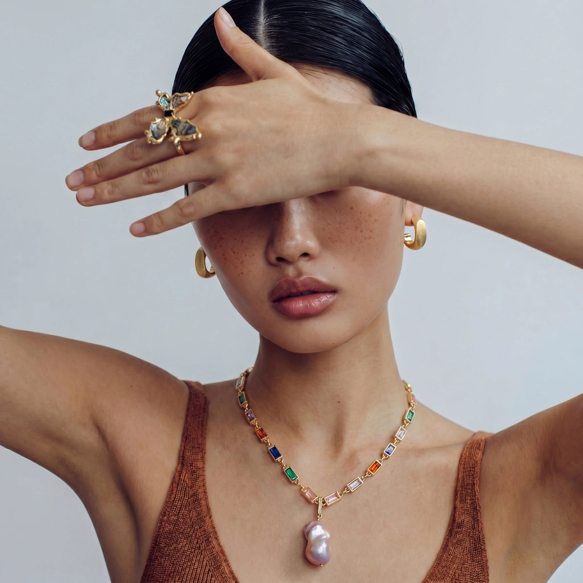 Iridescent Shell Statement Ring