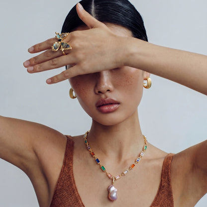 Iridescent Shell Statement Ring